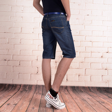 夏季男装新款JUSSARA LEE蓝色修身韩版男式七分薄款牛仔裤2029
