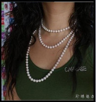 【珍珠魅力】7-8mm 天然珍珠 毛衣链/长128cm  人气热卖