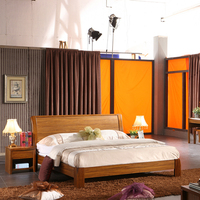 中式家具 实木床 乌金木色1.5米1.8米大床 实木双人床 储物高箱床