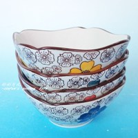 米饭碗 陶瓷器手绘方形日式碗韩式日本小4.5寸骨瓷景德镇包邮可爱