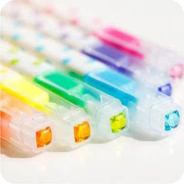 [19包邮]韩国文具可爱波点双头可擦荧光笔 彩色记号笔 标记笔