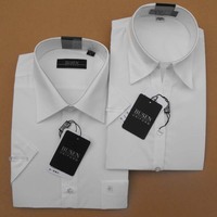 步森衬衫BUSEN步森短袖衬衣男女士（V字领）乳白色商务衬衫职业装