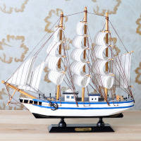 地中海一帆风顺木质帆船模型摆件工艺船军舰战舰木船模型船包邮
