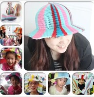 男女儿童魔术彩色纸帽子沙滩帽子椰子帽子