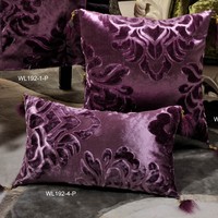 样板房靠垫样板间抱枕 简欧式新古典客厅沙发布艺 紫色植绒布腰枕