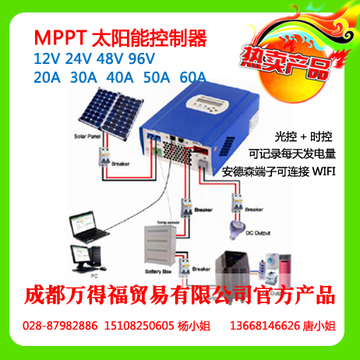 MPPT太阳能控制器 RS232/LAN联网 12V/24V/48V 40A 光控时控