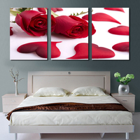 卧室装饰画无框画三联客厅挂画壁画墙画卧室床头挂画版画玫瑰