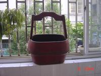 清代十里红妆出嫁时用的红腰形木提桶一个！