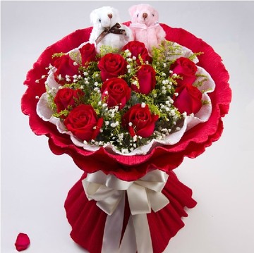 33朵红玫瑰花束苏州鲜花速递无锡常州徐州南通鲜花店昆山同城送花