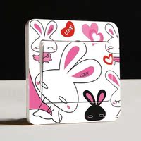 彩色透明开关贴 可爱的兔子  卡通插座贴 D056