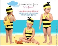 2014奇微小蜜蜂儿童泳衣宝宝连体游泳衣婴儿男童女童泳装送泳帽