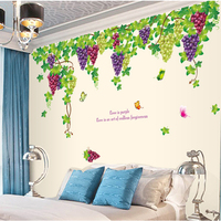 葡萄藤墙壁贴纸新款水果植物系列彩色可移除DIY创意墙纸壁贴图案
