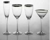 简约现代手工水晶银边玻璃酒杯中式厨房摆件实用餐具（不含邮费）