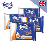 Tempo/得宝湿厕纸家庭装英国进口金盏花洁肤湿纸巾私处清洁4包