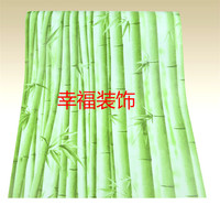特价PVC防水自粘客厅时尚 温馨卧室  绿色竹叶墙纸  壁纸 10米长