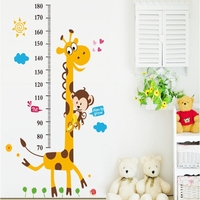 儿童房间卧室卡通长颈鹿量身高贴纸 宝宝升高记录尺墙贴画可移除