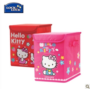 正品乐扣HELLOKITTY儿童收纳箱整理箱涤纶布玩具盒HKT150包邮10L