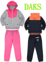 韩国品牌DAKS童装秋冬男女童连帽长袖拼色休闲运动拉链2件套装