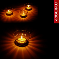 简约水晶花纹透明玻璃烛台蜡烛杯烛灯浪漫餐厅装饰情调摆件送蜡烛