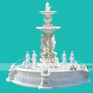 【艾志雕塑】流水喷泉 欧式喷泉 大理石喷泉 石雕喷泉FT529