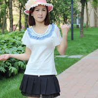 2014夏装短袖t恤朵以春装新款女装大码女韩版潮修身8182