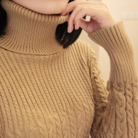2015秋冬新款韩版修身长袖中长款高领加厚针织打底衫套头毛衣 女