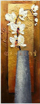 现代玄关过道手绘油画客厅装饰画无框画壁画竖版画厚油蝴蝶兰