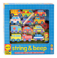 美国ALEX进口交通创意早教DIY手工木质穿绳玩具-汽车2岁3岁4岁5岁