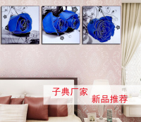 烤瓷浮雕画现代装饰画壁画无框画客厅沙发背景墙冰晶挂画蓝色玫瑰