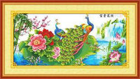 精准印花中国风系列富贵花开（孔雀版）159x82厘米生态风景套件11