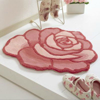 简约现代玫瑰花型加厚腈纶地毯特价手工门厅卧室卫浴脚垫地垫