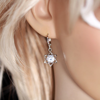 韩版流行可爱星星锆石银耳环耳钉耳饰品镀18K白金送朋友礼物