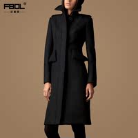 FBOL欧美冬装女装显瘦 2014欧版中长款毛呢外套毛呢大衣