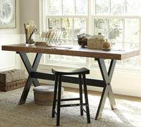 现代简约铁艺实木餐桌 创意台式家用电脑桌办公桌子书桌写字台桌