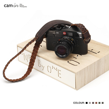 cam-in 真皮牛皮圆孔型编织款数码相机背带适用莱卡富士肩带CS220