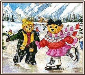 新款正品雨绣坊DMC绣线十字绣套件满绣动物系列 泰迪熊之浪漫冰场