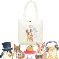 原创设计 创意 可爱 复古 动物 兔子 厚实 单肩 购物袋帆布包包