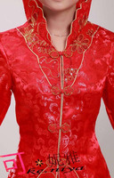 17新娘结婚敬酒旗袍 孕妇套装女红色短款晚礼服分体式 春秋款