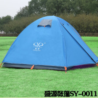 正品盛源帐篷 户外单人双人双层双门铝杆野营帐篷 透气防暴雨0011
