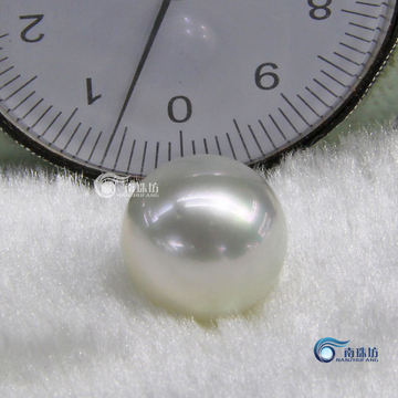 强光南洋白珠裸珠14.6MM天然海水珍珠  正品收藏级