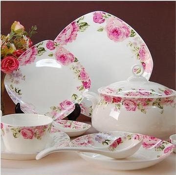 特价陶瓷餐具56头骨瓷中韩西式家用碗盘碟套装 乱世佳人 结婚礼品