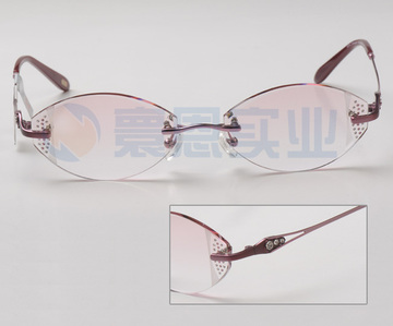 美好眼镜 正品YEIN韩国幻影无框时代切边镶钻近视眼镜NO.182 女款
