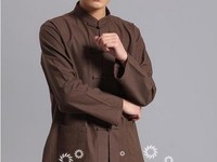 传统文化服中国风男士唐装纯棉老粗布长袖中式民族服装咖啡 特价