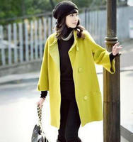 韩国代购女装女士新款9分袖气质修身羊绒毛呢外套秋冬装呢大衣