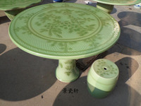 豆青颜色釉陶瓷桌凳景德镇瓷器一桌四凳组件花园瓷桌休闲陶瓷桌子