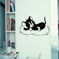 R1108墙贴 卧室 客厅 电视 背景墙 贴 卡通贴 酣睡的小猫