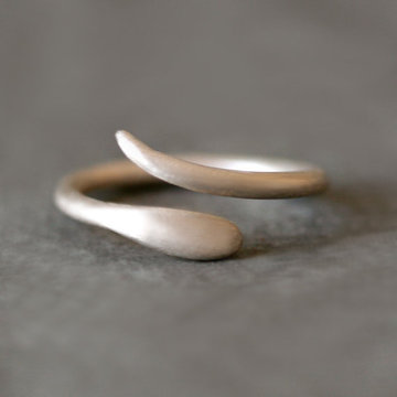 小蛇戒指 开口纯银戒指 美国代购设计师手工打磨原创设计戒指