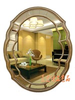 新款欧式浴室镜镜壁挂中式法式椭圆镜卫浴镜卫生间镜玄关装饰镜子