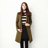 韩国代购SZ网站正品 秋冬装 新款 气质修身羊毛大衣 毛呢外套女