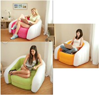 正品INTEX懒人沙发单人充气沙发糖果色U型折叠懒人椅植绒休闲沙发
